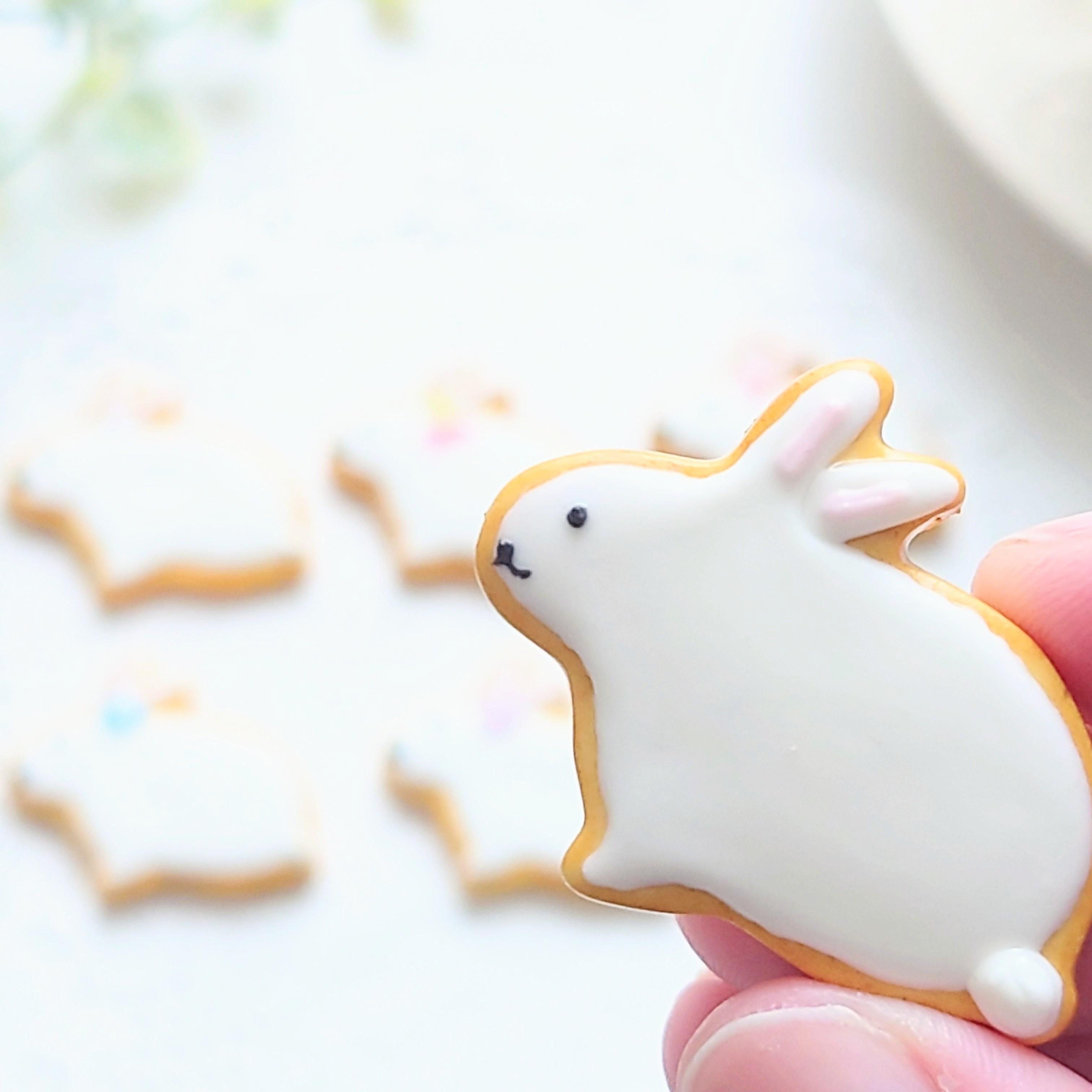 【ブローチ／ピンバッジ】うさぎさんのアイシングクッキー1枚目の画像